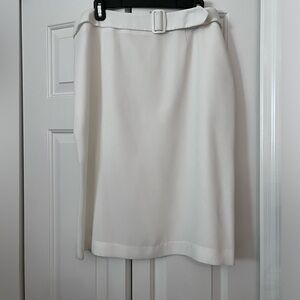 Women’s White Skirt with Faux Belt on Front.